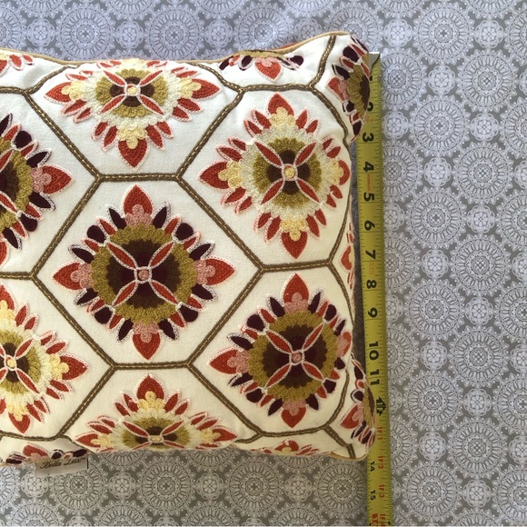 Bella Lux Embroidered Crewel Flower Decorative Pillow - Picture 7 of 8